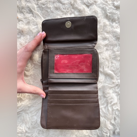 Brown Tan Logo Trifold Coach Style Gucci Look A Like Wallet Cardholder Signature - Picture 8 of 10